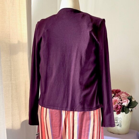 INC Draped Open Front Cardigan Sweater, Faux Suede Panels, in Port (PL) New/Tag - Picture 3 of 10